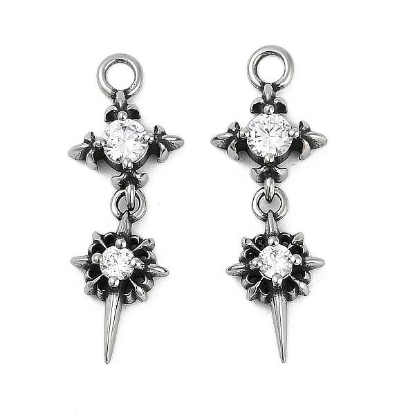 316 Surgical Stainless Steel Micro Pave Cubic Zirconia Pendants