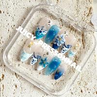 【Flowers】Juicy Nails Collection 10-Piece Press-On Nail Set Trendy Floral Designs Long Lasting Wear Salon Quality Reusable...