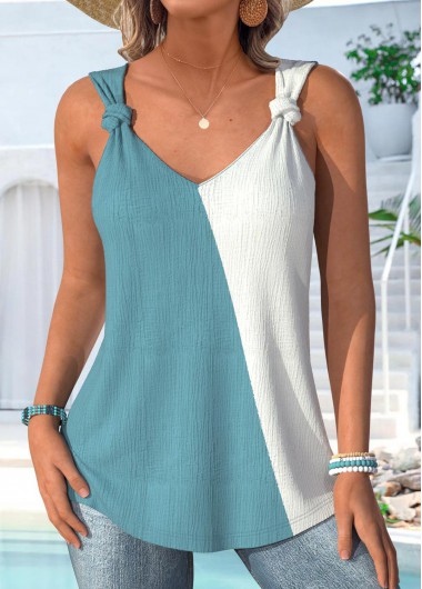 Modlily Yellow Patchwork Sleeveless V Neck Tank Top - XXL