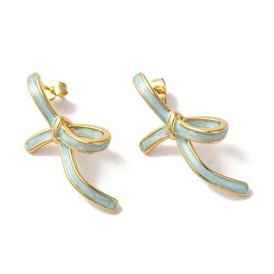 Bowknot Golden Ion Plating(IP) 304 Stainless Steel Stud Earrings for Women