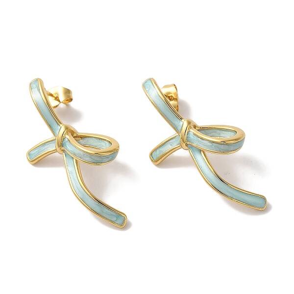 Bowknot Golden Ion Plating(IP) 304 Stainless Steel Stud Earrings for Women