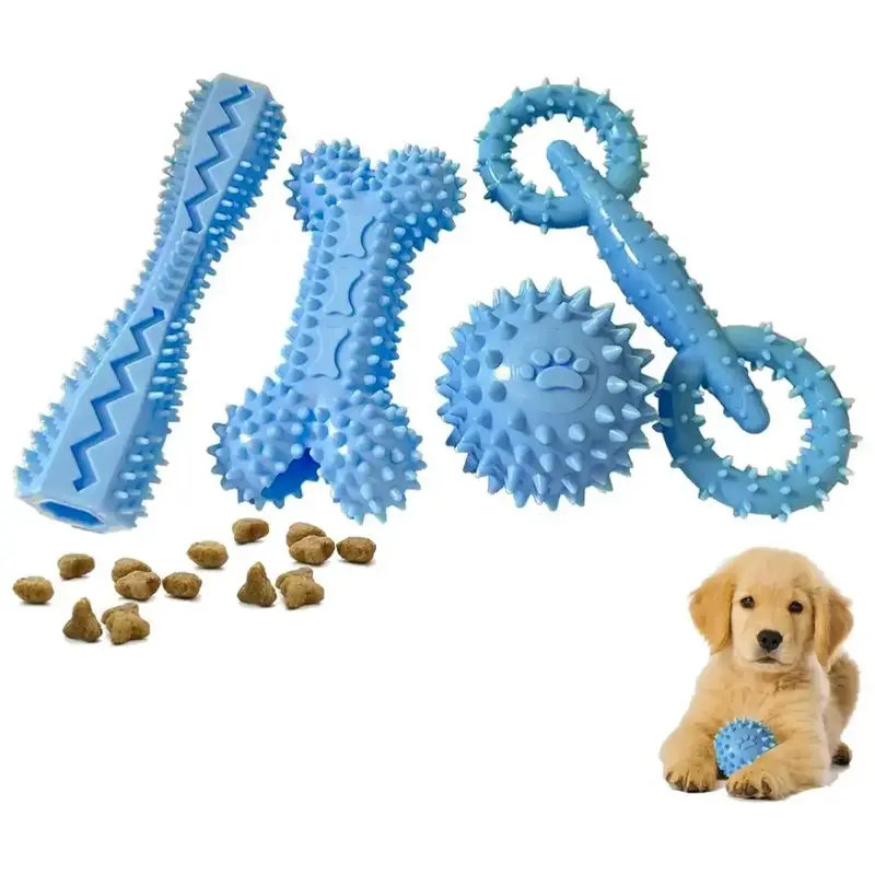 Dog Chewing Toy (4pcs/set), Pet Teeth Cleaning Toy, Interactive Dog Chewing Toy, Soft Rubber Bone Toy For Small Medium Large ...