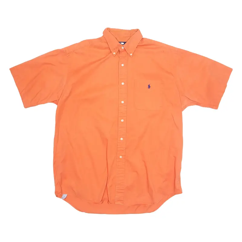 POLO RALPH LAUREN Mens Plain Shirt Orange 90s L