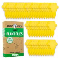 Super Ninja Fungus Gnat Killer - 30/60 Eco-Friendly Yellow Sticky Traps for Fruit Flies, Fungus Gnats & Whiteflies - Lasts Up...