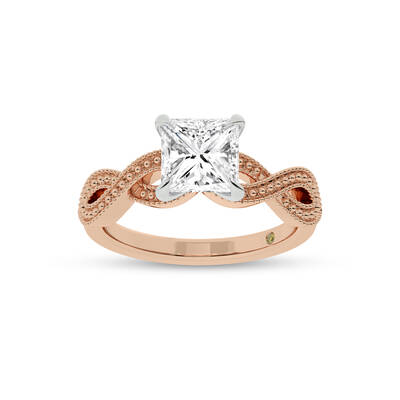 York Infinity Shank Princess Cut Lab Grown Diamond Engagement Ring | 14K Rose Gold 1 CT. TW.