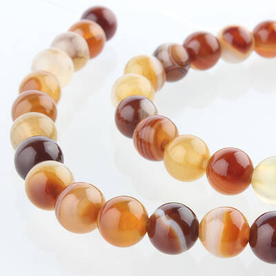 Natural Striped Agate/Banded Agate Round Bead Strands
