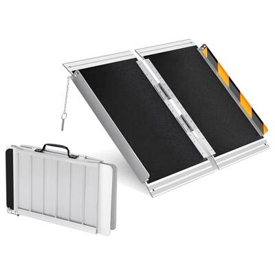 Garvee Aluminum 2FT Threshold Ramp for Wheelchair & Scooter, Foldable Lightweight, Non-Skid Surface, Corrosion-Resistant, Por...