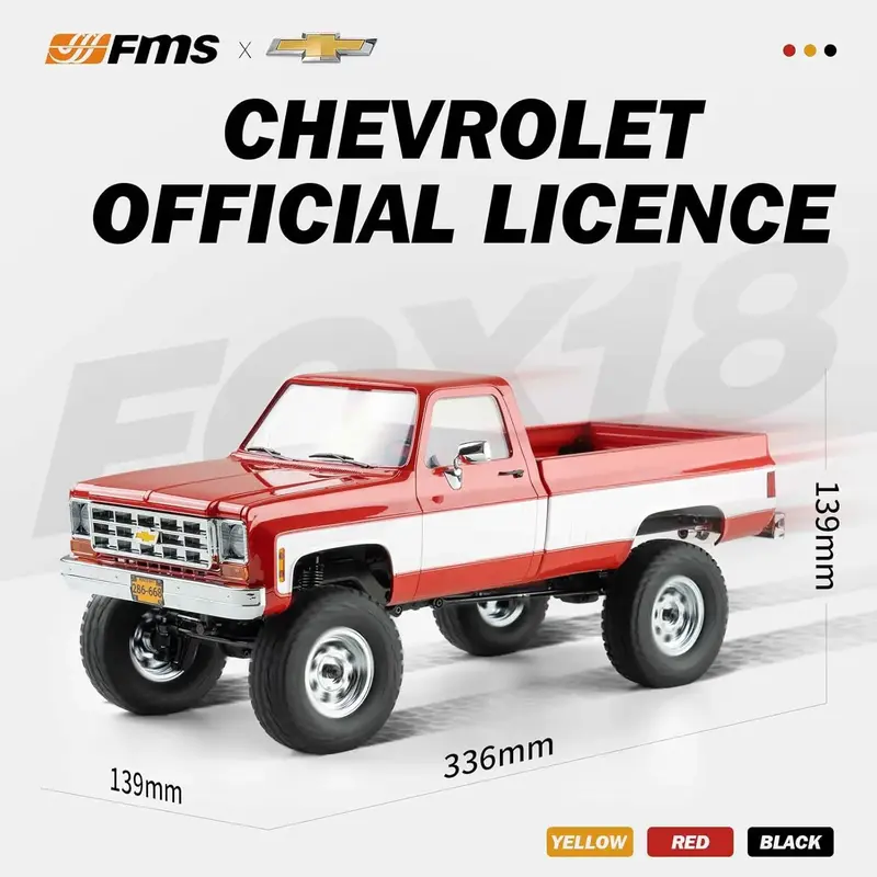 FMS 1/18 RC Crawler FCX18 Chevy K10 RC Truck RTR RC Car Model Car 8km/h 4WD 900mAh Hobby RC Cars Remote Control Car with LED ...