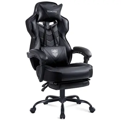 ć Today's flash salećVONESSE Gaming chair with footrest Recliner Adult computer chair with massage chair Adjustable lumba...