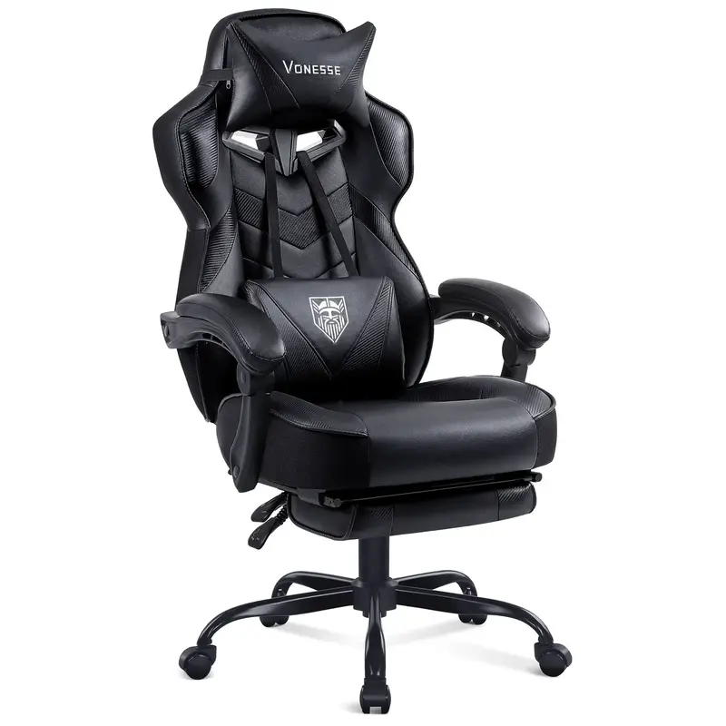 【 Today's flash sale】VONESSE Gaming chair with footrest Recliner Adult computer chair with massage chair Adjustable lumba...
