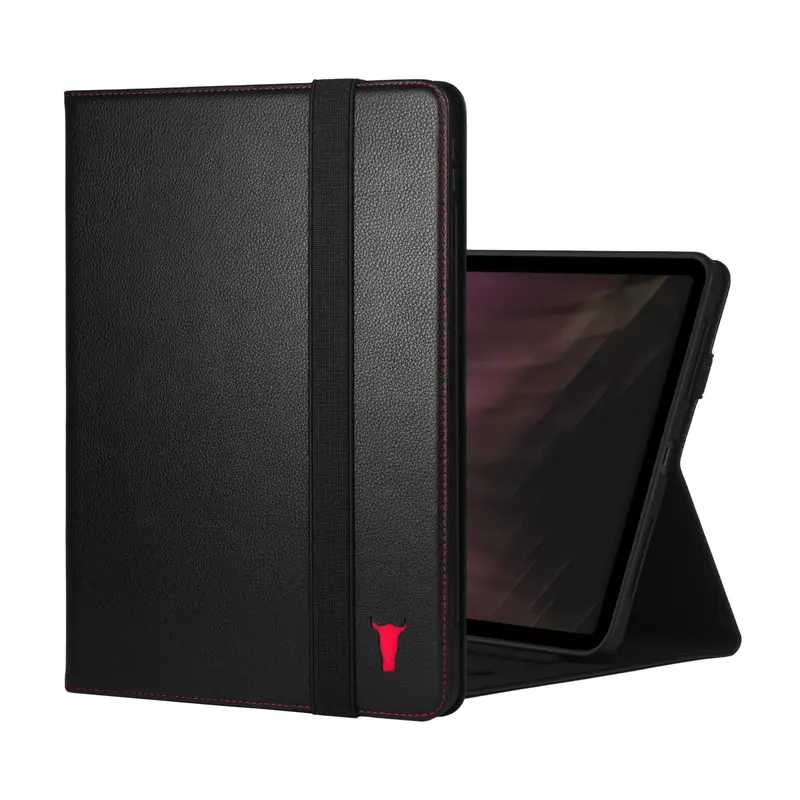 Apple iPad Pro 11-inch Leather Case (M5 2025 & M4 2024) - Black with Red Detail