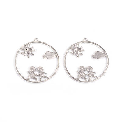 Brass Micro Pave Clear Cubic Zirconia Pendants