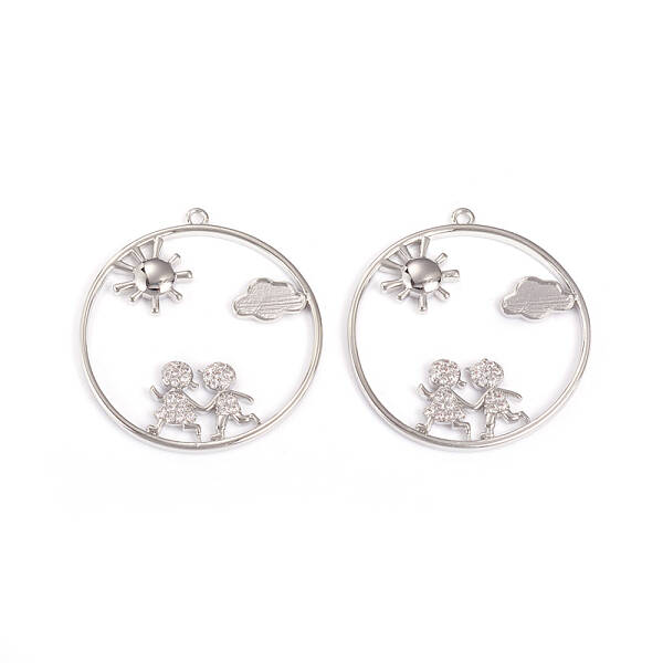 Brass Micro Pave Clear Cubic Zirconia Pendants