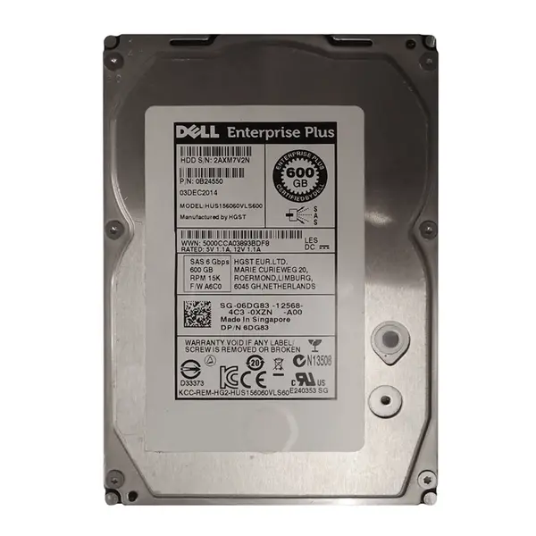 6DG83 Dell 600GB 6Gb/s SAS 15000 3.5-Inch Hard Drive