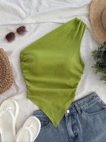 Women's Solid Color Asymmetrical Hem Tank Top, Casual Minimalist Sleeveless Top for Summer, Ladies Clothes for Daily Wear, Ca...