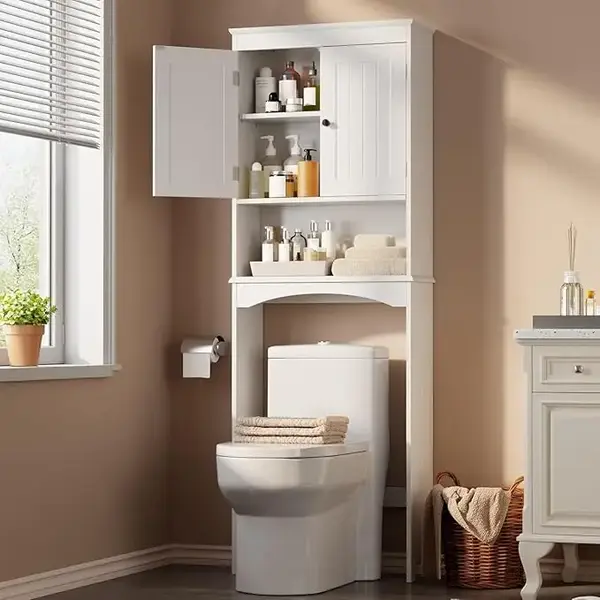 Gizoon Over The Toilet Storage Cabinet with Adjustable Shelf and Double Doors, Bathroom Space Saver Organizer Above Toilet wi...