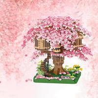 Cherry Tree House Micro Particle Building Blocks, 1028/934pcs Cherry Tree House Model Building Block Toys, Creative Interesti...