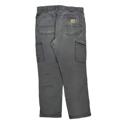 Relaxed Fit Carhartt Double Knee Trousers - 34W 28L Grey Cotton Blend