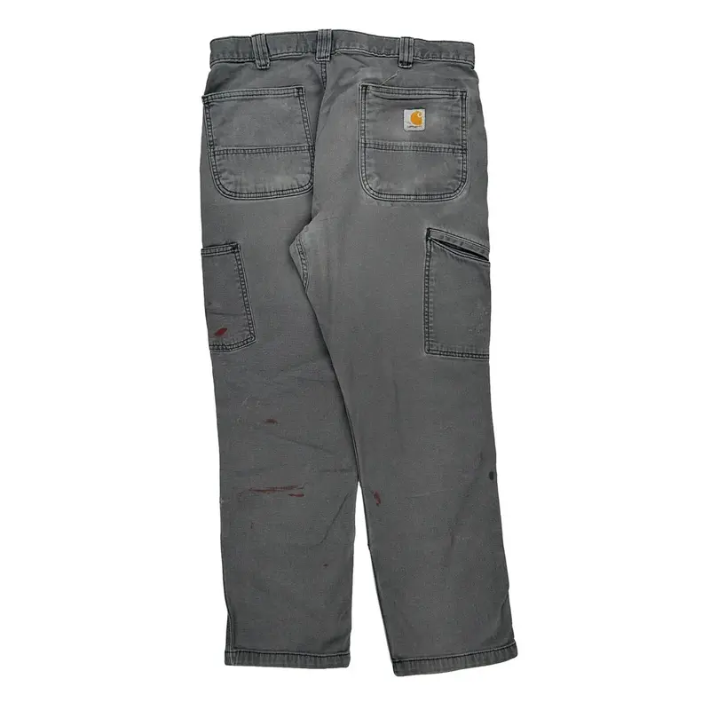 Relaxed Fit Carhartt Double Knee Trousers - 34W 28L Grey Cotton Blend