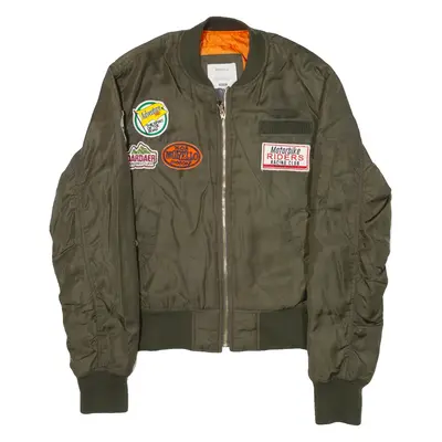 BERSHKA Quilted Lined Womens Bomber Jacket Green M