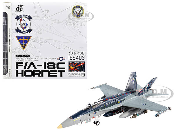 McDonnell Douglas F/A-18C Hornet Aircraft VFA-34 Blue Blasters, USS Carl Vinson, Last Cruise (2018) United States Navy 1/72...