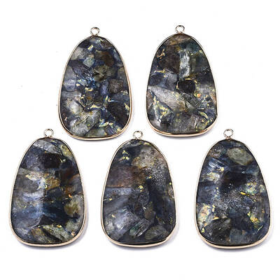 Assembled Synthetic Pyrite and Kyanite/Cyanite/Disthene Big Pendants