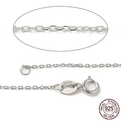 Anti-Tarnish Trendy Unisex Rhodium Plated Sterling Silver Cable Chains Necklaces