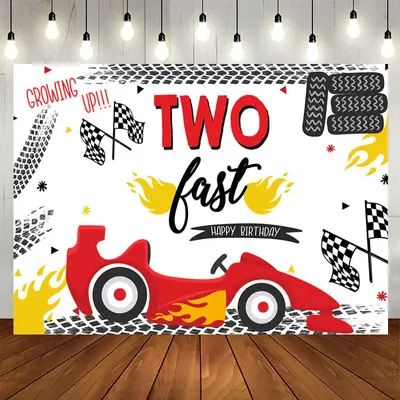 Aperturee Growing Up Two Last Racing Car Birthday Backdrop