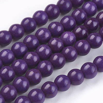 1 Strand Dyed Indigo Round Synthetic Turquoise Beads Strands