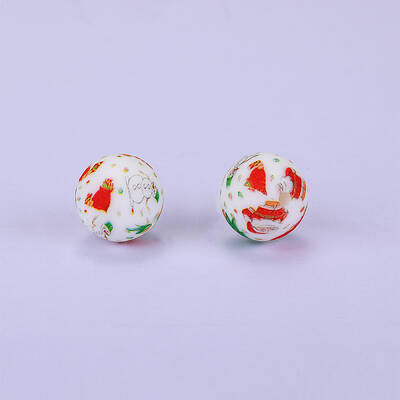 Printed Round Silicone Focal Beads