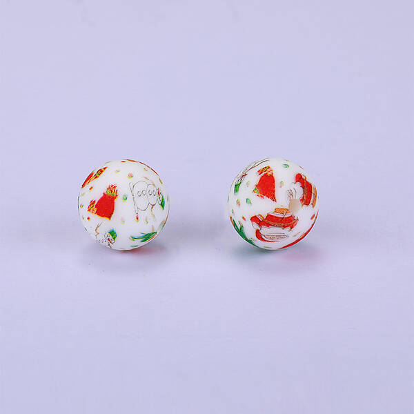 Printed Round Silicone Focal Beads
