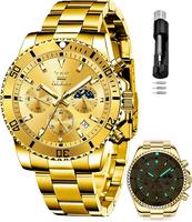 OLEVS Mens Diamond Business Dress Analog Quartz Stainless Steel Waterproof Luminous Date Two Color Luxury Casual Watch