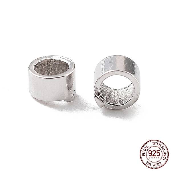 Anti-Tarnish Rhodium Plated 925 Sterling Silver Spacer Tube Beads