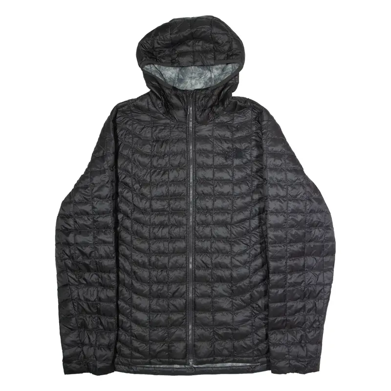 THE NORTH FACE Mens Puffer Jacket Black Nylon Hooded XL