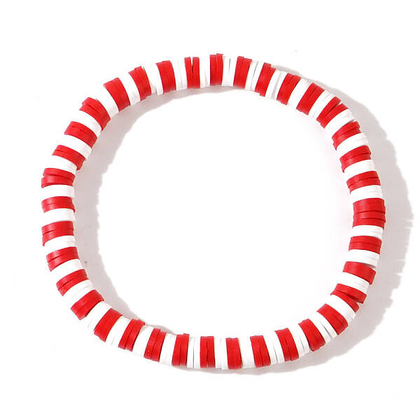 Christmas Polymer Clay Heishi Beaded Stretch Bracelets