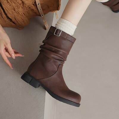 CHIKO Abriella Round Toe Block Heels Ankle Boots