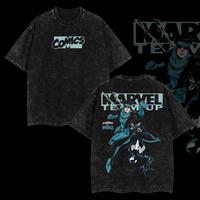 Superstyle MTU Spidey vs Mark Grayson Invincible War Comic Double Printed Oversize Lightweight Acid Washed Tee TV Series Grap...