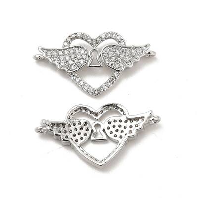 Brass Micro Pave Clear Cubic Zirconia Connector Charms