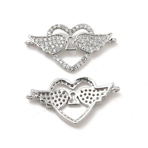 Brass Micro Pave Clear Cubic Zirconia Connector Charms