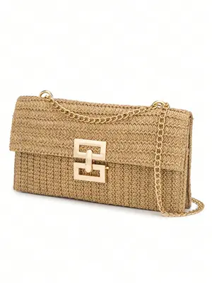 Women's Fashionable Straw Bag, Vintage Simple Bag, Temperament Handbag, Fashionable Clutch Bag, Versatile Bag for Party, Dail...