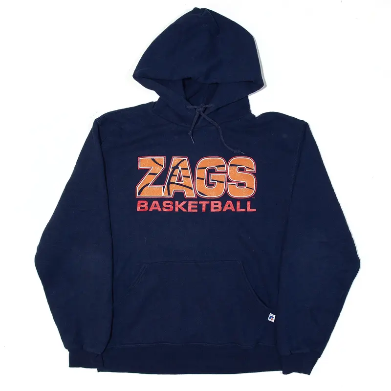 RUSSELL ATHLETIC ZAGS Basketball Hoodie Blue Pullover Mens S