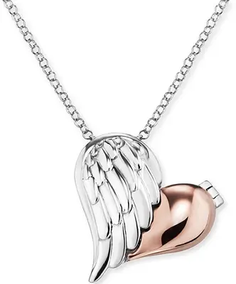 Engelsrufer Silver necklace bicolor heart medallion with wing ERN-WITHLOVE-2B
