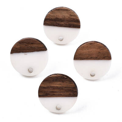 Opaque Resin & Walnut Wood Stud Earring Findings