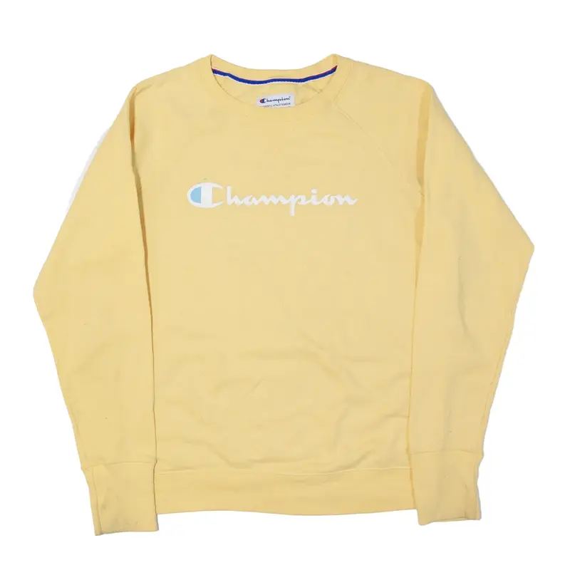 CHAMPION Sweatshirt Yellow Crew Neck Mens M