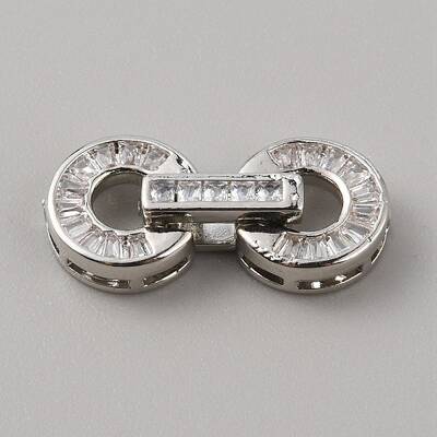 Brass Pave Clear Cubic Zirconia Fold Over Clasps