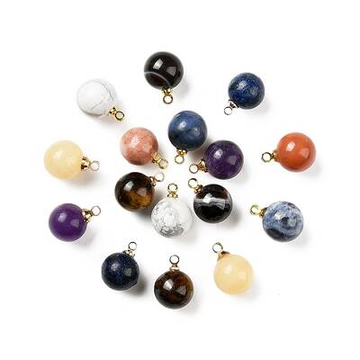 16Pcs 8 Style Natural Gemstone Charms