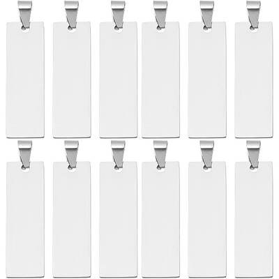 12Pcs Stainless Steel Stamping Blank Tag Pendants