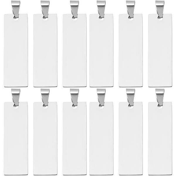 12Pcs Stainless Steel Stamping Blank Tag Pendants