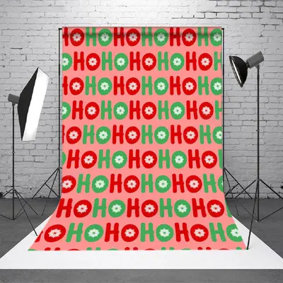 Ho Ho Red And Green Text Christmas Photo Backdrop - Aperturee