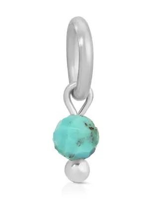 One Love Birthstone Charms | Metal Color: Silver | Month/Gemstone: December - Turquoise